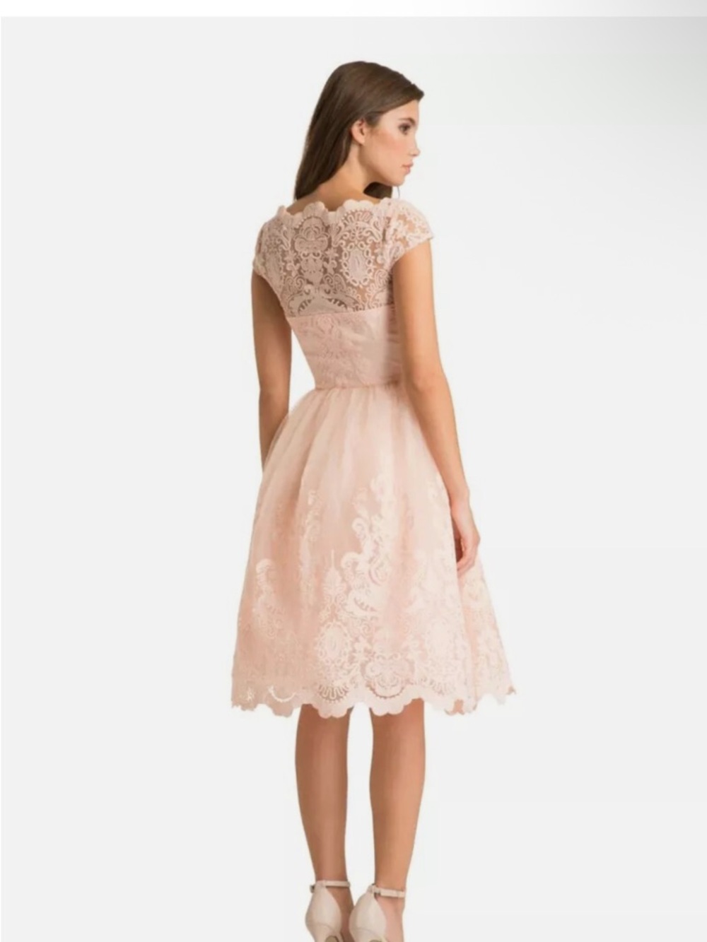 Chi Chi London Blush Lace Midi Dress